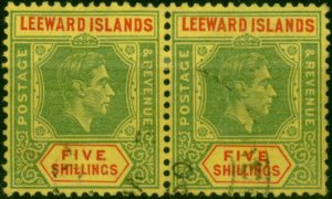 Leeward Islands 1943 5s Green & Red-Yellow SG112b Fine Used Pair