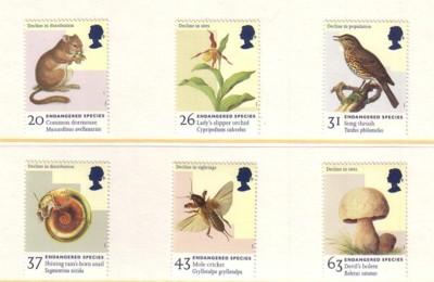 Great Britain Sc 1785-90 1998 Endangered Species stamp set mint NH