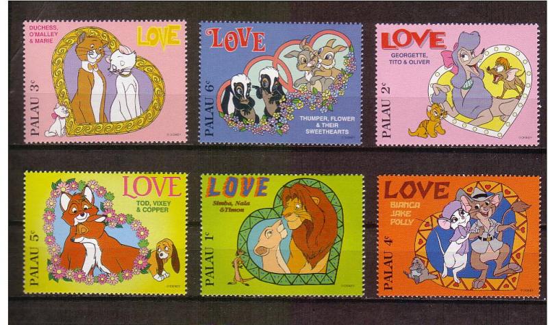 Disney - Palau -1996 - Sweethearts - 6 Singles MNH