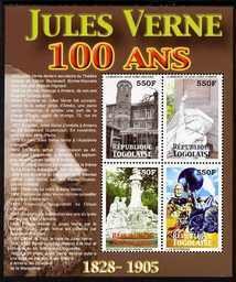 TOGO - 2005 - Jules Verne, 100th Death Anniv - Perf 4v Sheet - MNH-Private Issue