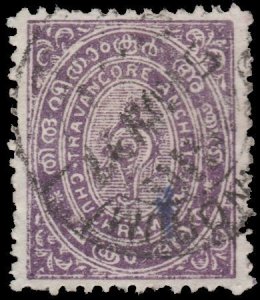 INDIA FEUDATORY STATES -  TRAVANCORE 1889. SCOTT # 4. USED