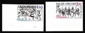 French Andorra 1981 Scott 286-87 var. IMPERF Europa issues. Pristine XF/NH/(**)