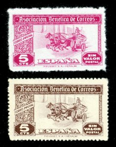 ASOCIACION BENEFICA DE CORREOS 5¢ STAMP - SIN VALOR POSTAL (2 DIFF) MNH-OG
