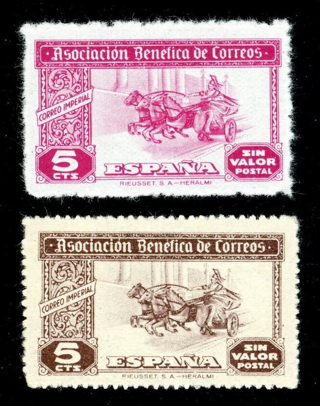 ASOCIACION BENEFICA DE CORREOS 5¢ STAMP - SIN VALOR POSTAL (2 DIFF) MNH-OG