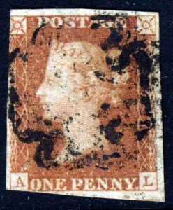 GB QV 1841 Penny Red Imperforate From Penny Black Plate 5 AL MX Cxl SG 7 (AS26)