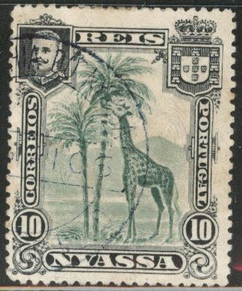 Nyassa Scott 28 Used African Animal Giraffe stamp from 1901 set