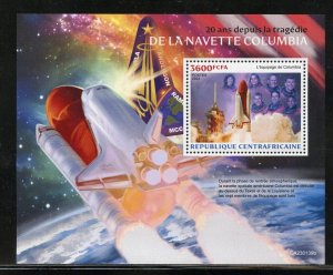 CENTRAL AFRICA 2023 20th ANN OF COLUMBIA SPACE SHUTTLE DISASTER S/SHEET MINT NH