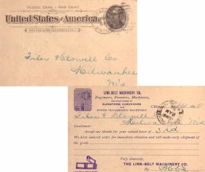 United States Illinois Chicago Station G 1895 G in duplex  Postal Card Revers...
