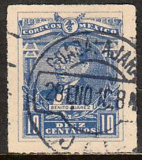 MEXICO 505, 10c JUAREZ, USED. F-VF. (359)