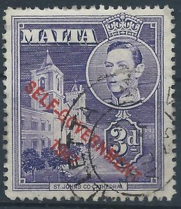 Malta 1953 - George VI Self Government 3d violet - SG240a used