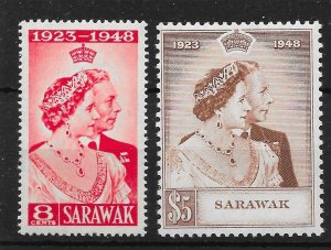 SARAWAK SG165/6 1948 SILVER WEDDING SET MNH