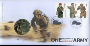 2008 GB Territorial Army 100th Anniversary Medallic Coin Royal Mail/Mint Cover