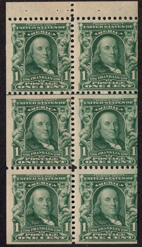 SC #300b Fine OG NH. Scarce never hinged booklet pane. Showpiece!