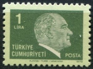 Turkey Sc#2128 MNH, 1L grn & lt grn, Ataturk, Definitive (1979-1981) (1979)