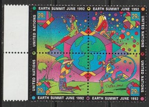 1992 UN-NY - Sc 608a - MNH VF - Block of 4 - Earth Summit