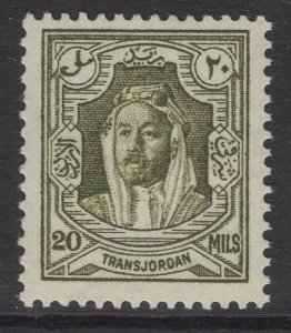 TRANSJORDAN SG201a 1939 20m OLIVE-GREEN p13½x13 MNH