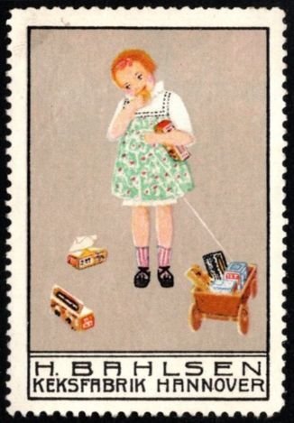 Vintage Germany Poster Stamp H. Bahlsen Cookie Factory Hannover