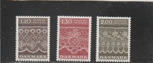 Denmark  Scott#  675-7  MNH  (1980 Lace Patterns)