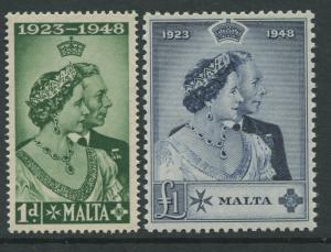 Malta -Scott 223-224 - Silver Wedding Issue -1948 -MNH-Set of 2 Stamps