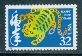 3179 32c Tiger Fine MNH Plt/4 UL S1111 F07663