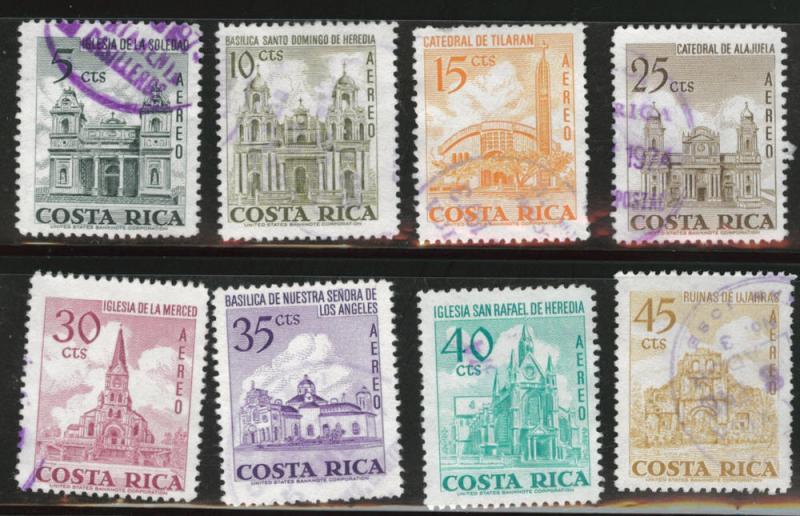 Costa Rica Scott C561-568 used from 1973  Airmail Church set