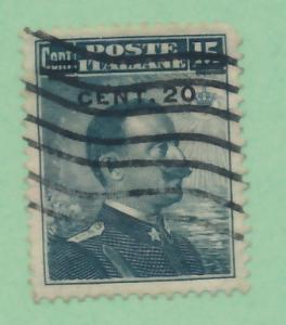 Italy 1916 Scott 129 used - 20c on 15c, Victor Emmanuel III