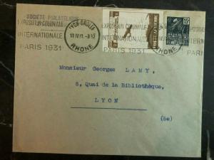 1931 Lyon France Airmail Cover Domestic Used Airmail Philatelic Exhibition Label