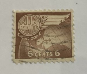 Canal Zone 1951  Scott C22  used - 6c, globe and wing