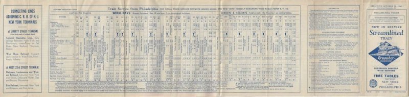 1940 - New Jersey Central Streamliner Time Table - Ephemera 1213