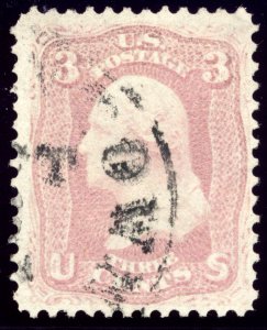 US 64 3c 1861 George Washington pink PSAG cert black CDS cancel