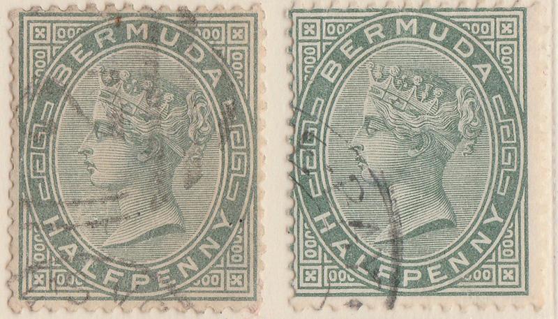BERMUDA - 1892/3 - SG 21 & 21a - 1/2d dull green & 1/2d deep grey-green - VFU