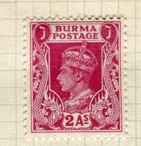 BURMA; 1938 early GVI issue fine Mint hinged 2a. value