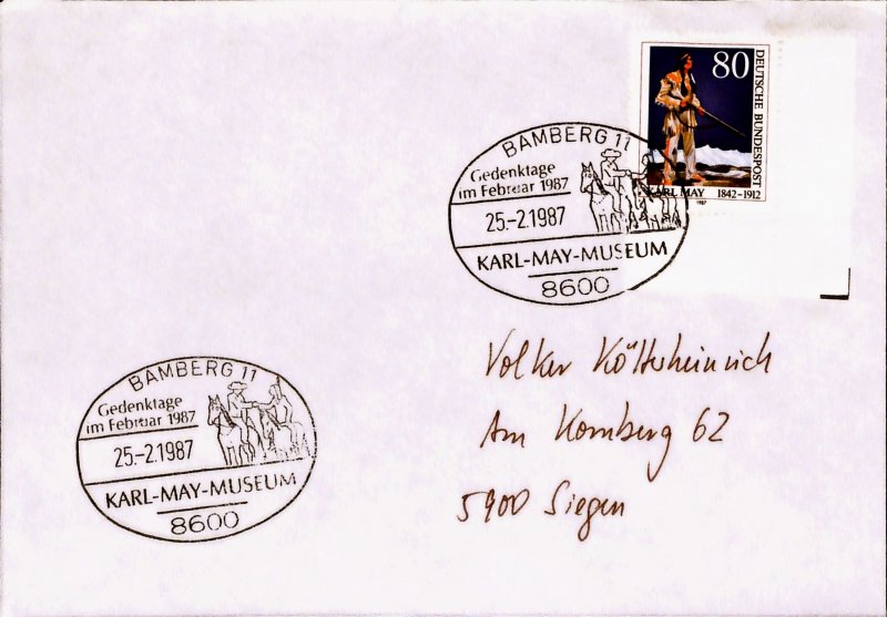 Germany 1502 Karl May author of Winnetou indian native american envelope (32)