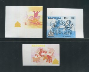 1987 CAPEX Imperf Color Proofs Redonda (Antigua) Disney Seven Dwarfs