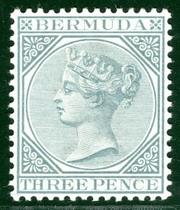 BERMUDA QV Stamp SG.28 3d Grey (1886) Mint VLMM Cat £23+ BLBLUE134