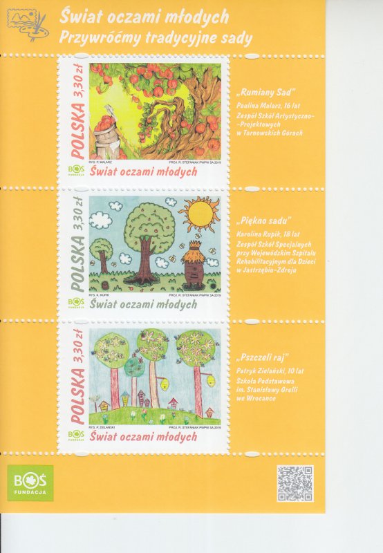 2019 Poland Children's Drawings  MS3 (Scott 4450) MNH