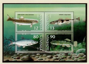 Slovenia Sc 290A 1997 Endangered Fish stamp sheet mint NH