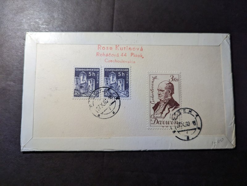 1960 Registered Czechoslovakia Airmail Hand Painted Cover Pisek to IA USA