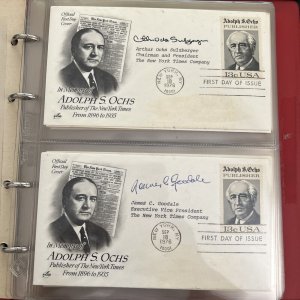 52 Covers Signed by New York Times Personnel on 1976 Adolph Ochs 1st Day Covers