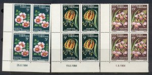 Gabon 1964 Flowers 3xblk4 MUH