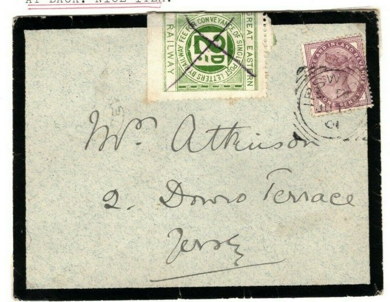 GB RAILWAY STAMP Cover *GER* Non Philatelic Ipswich 1901 Squared Circle MAL163