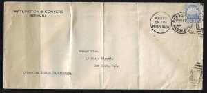 BERMUDA 1933 PAQUEBOT POSTED ON THE HIGH SEAS NEW YORK MAR 21 1933 NO MARKINGS O