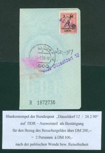 DDR, Germany.1990 Travel, Reg. Card. # R 1872736,Administation 2M Label. Dussel.