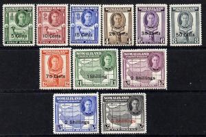 Somaliland 1951 KG6 Surcharged set complete 5c to 5s unmo...