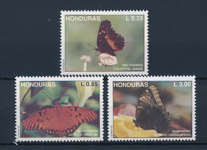 Honduras 1992 Sc#370/373 BUTTERFLIES Set (3) + 1 Souvenir Sheet MNH