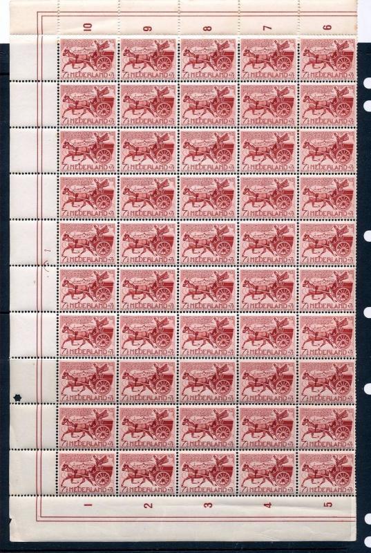 NETHERLANDS 1943 Horse Carriage MNH Block of 50 Stamps (You117)