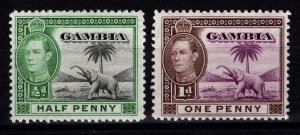 Gambia 1938 George VI Definitives, ½d & 1d [Unused]