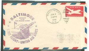 US UC15 1st Flight Baltimore to Washington, DC June 1, 1948 addressed