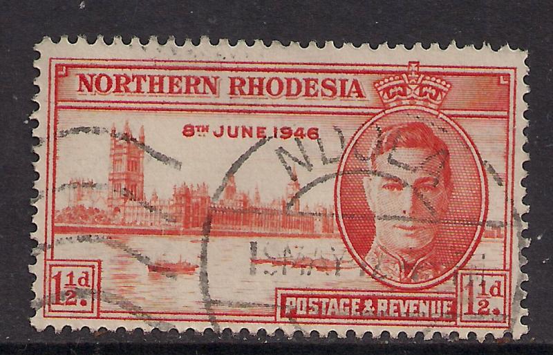 Northern Rhodesia 1946 KGV1 1 1/2d Victory SG 46 ( T750 )