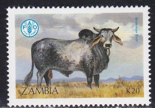 Zambia # 421, Brahma Bull, High value, NH, 1/3 Cat